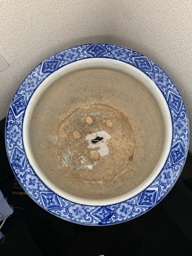 配送可能時代物 染付 火鉢 陶器製 茶道具古道具骨董古玩古董