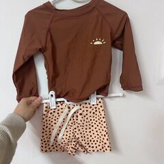 【水着3点セット】ベビー　キッズ　水着セット　3点セット　swimwear 水着　ラッシュガード　帽子付きの画像