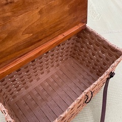 🇺🇸カントリー風　収納カゴ　木製フタ　ハンドメイド好きにもの画像