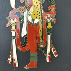 メキシコ　ウェウェコヨトル／マヤ　七宝壁掛けオブジェ／ウォールプラーク

36cm ×20cmの画像