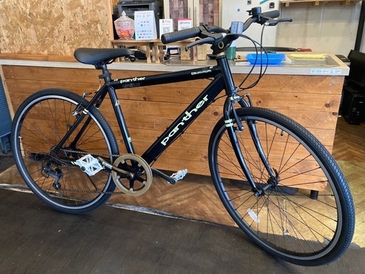 【Panther前後タイヤ・チューブ新品！】アルミフレーム　7段変速　26インチクロスバイク　ブラック