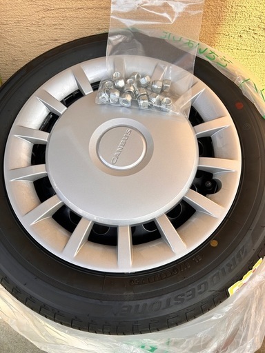 ほぼ未使用 ダイハツキャンバス ホイール付きノーマルタイヤ4本 ブリヂストン155/65R14 75S