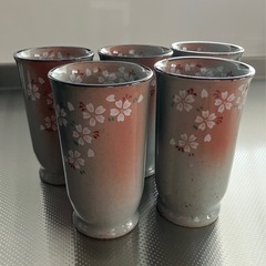有田焼 ろせん窯 桜柄 陶器コップ5個セット
の画像