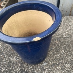 植木鉢　26センチ　陶器　昭和レトロ　アンティーク　信楽焼　深鉢　長鉢　腰高鉢　懸崖鉢の画像