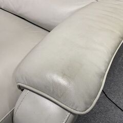 ニトリ 本革片電動ソファ クローナ 3人掛け ハイバック リクライニング ライトグレー リビング インテリア 中古家具 店頭引取歓迎 R9779の画像