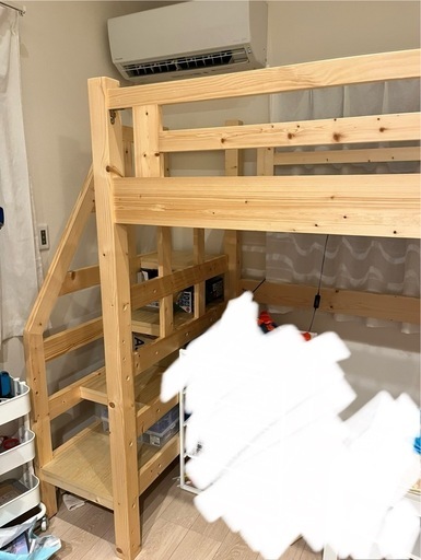 木製ロフトベッド　階段付き　耐荷重500kg