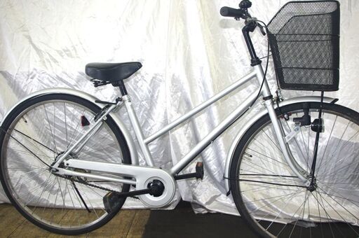 中古」26インチシティサイクル/シルバー (オレンジ) 京都の