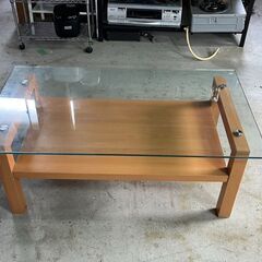 ガラス天板センターテーブル　木製　おしゃれ家具　仙台市内・近郊配送可能の画像