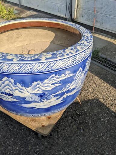 火鉢 金魚鉢 めだか鉢 アンティーク 時代物 (エコアース) 下曽根