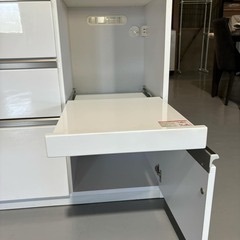 三幸ジャパン キッチンカウンター 120cm 完成品 引き出し 間仕切り 食器棚 ロータイプ 収納 ワークス (ホワイト) Used・美品の画像