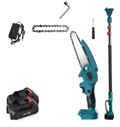 高枝切り電動チェーンソー 2個バッテリー 充電式 チェーンソー 伸縮式延長ポール