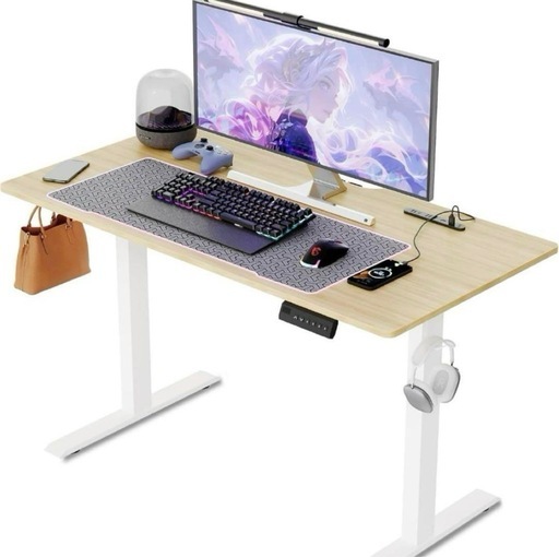 【未使用】電動昇降式デスク ゲーミングデスク オフィスデスク 昇降デスク 木目調 PCデスク