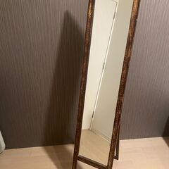 【家具2点セット】木目ローテーブル＆全身鏡｜ナチュラルカラー｜難波駅近くで手渡し可・7/28までの画像