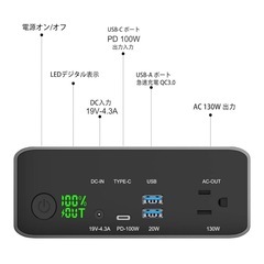 ポータブル電源 新品 超大容量80,000mAhAC出力130WPD100W対応 防災の画像