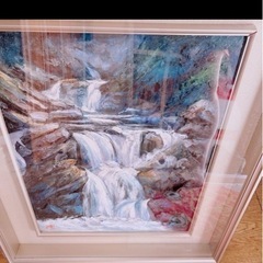 日本絵画風景画滝水ガラス額縁付き (みみっきー) 柏原のその他の