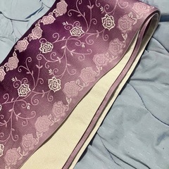 紫色 バラ刺繍 半幅帯