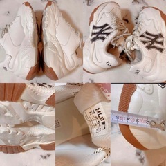 NY ニューヨークヤンキース 厚底べースボール ロゴスニーカー 23の画像