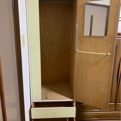 【7月限り】タンス　ロングコート収納　鏡付き　の画像