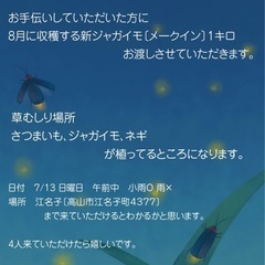 草むしりのお手伝いしていただける方募集します。