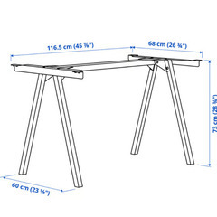 イケア TROTTEN トロッテン デスク下部フレームのみ 120x70 cmの画像