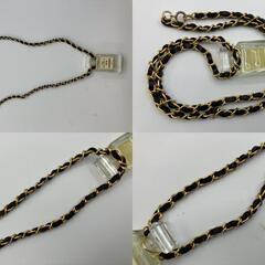 CHANEL シャネル No.19 パフューム ボトル チャーム ネックレス ブラックレザー ゴールドチェーン 約70cm 香水8割 送料無料の画像