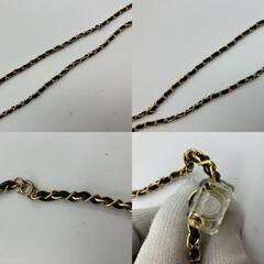 CHANEL シャネル No.19 パフューム ボトル チャーム ネックレス ブラックレザー ゴールドチェーン 約70cm 香水8割 送料無料の画像