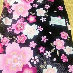 本日限定 新品　ゆったりサイズ　浴衣 レディス単品　黒地に桜　#118-01の画像