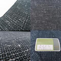 反物 着尺 単衣 夏物 毛60％ 麻20％ 絹20％ 小林織物工場 青×白 夏物 格子柄 未仕立て 女性着物用 着物生地 長さ1200cm 【キモノオフ野々市若松店】の画像
