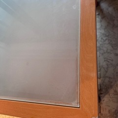 ガラス　木目　ローテーブル　引き出しの画像