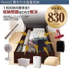 ２台セット❗　通気性抜群　ガス圧式跳ね上げベッド　No-Mos ノーモス　縦開き　シングル　 深さグランド 　大容量収納の画像