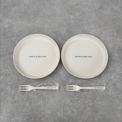 【新品未使用】DEAN＆DELUCA・プレート＆フォークの4点セットの画像