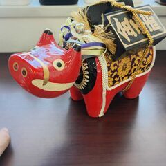 千両赤べこ　会津張り子　 郷土玩具　赤べこ　千両べこ　商売繁盛　　