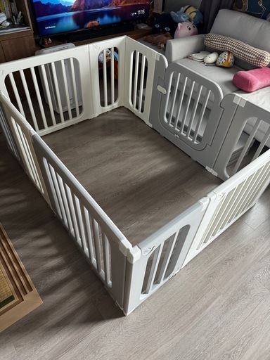 ベビーサークル 扉付き ドアロック 収納棚 滑り止め付 長方形 ベビーゲート