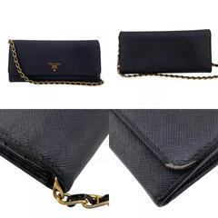 プラダ PRADA 長財布 サフィアーノ チェーンウォレット ショルダーバッグ 1MT290 ブラックの画像