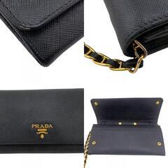 プラダ PRADA 長財布 サフィアーノ チェーンウォレット ショルダーバッグ 1MT290 ブラックの画像