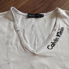 Calvin Klein ホワイト Vネック Tシャツ Mの画像