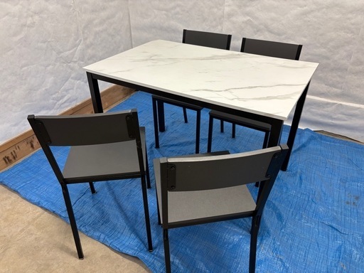 【バナナ苫小牧】 Grayble ブレイブル ダイニングテーブルセット イス4脚 大理石風 状態良好！