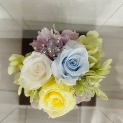 仏花　黄色×青×白の画像