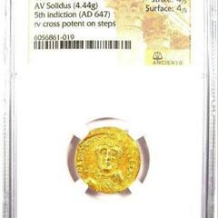 NGC 鑑定済 古代ローマ ビザンチン ビザンツ帝国 コンスタンスII ソリッドス 4/5 4/5 金貨 コイン 古銭  美術品  資産          の画像