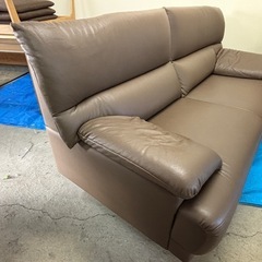 【バナナ苫小牧】美品 MIYATA 宮田産業 旭川家具 本革3人掛けソファー ブラウン系の画像