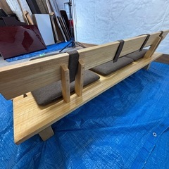 【バナナ苫小牧】美品 天然木 3人掛けダイニングベンチ ブラウンクッション付 状態良好！の画像