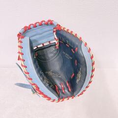 即戦力❣️ 型付き 美品 キャッチャーミット 右投げ 革 オリジナル かっこいいの画像