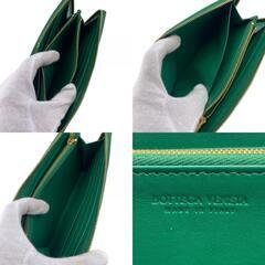 ボッテガヴェネタ BOTTEGAVENETA 長財布 マキシイントレチャート ラウンドファスナー グリーンの画像