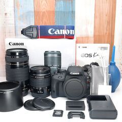 【全国送料無料】 Canon EOS Kiss X7✨ショット数わずか！ 元箱付き 超望遠 ダブルレンズセット ズームセット✨ 届いたらすぐに使えます✨ キヤノン キャノンの画像