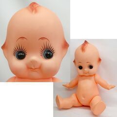 やや難 レトロポップ キューピー 人形 約50cm　刻印なし　長いまつげ　羽根取付と思われる箇所あり　新生児サイズ♪ ☆ PayPay(ペイペイ)決済可能 ☆ 札幌市 豊平区 平岸 平岸店の画像