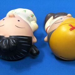 可愛い貯金箱フィギュア 「国民的アニメのサザエさん＆磯野カツオ」ソフビ貯金箱2体セット 長谷川町子美術館限定の画像
