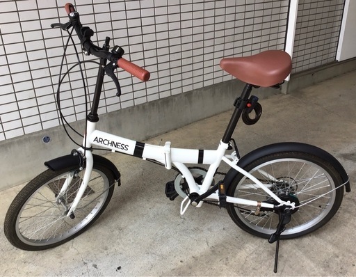 折り畳み自転車 シマノ6段変速 ARCHNESS 白 アイトン株式会社