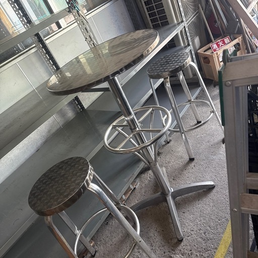 アルミ　ハイチェア&ハイテーブル