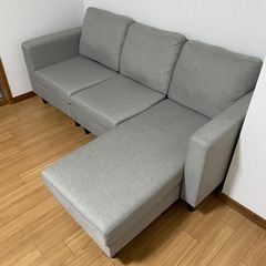 MODERN DECO 3人掛けソファ オットマン一体型も可 グレーの画像