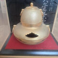 お値下げ中！昭和レトロ 24KGP 金メッキ 黄金茶釜 置物 の画像